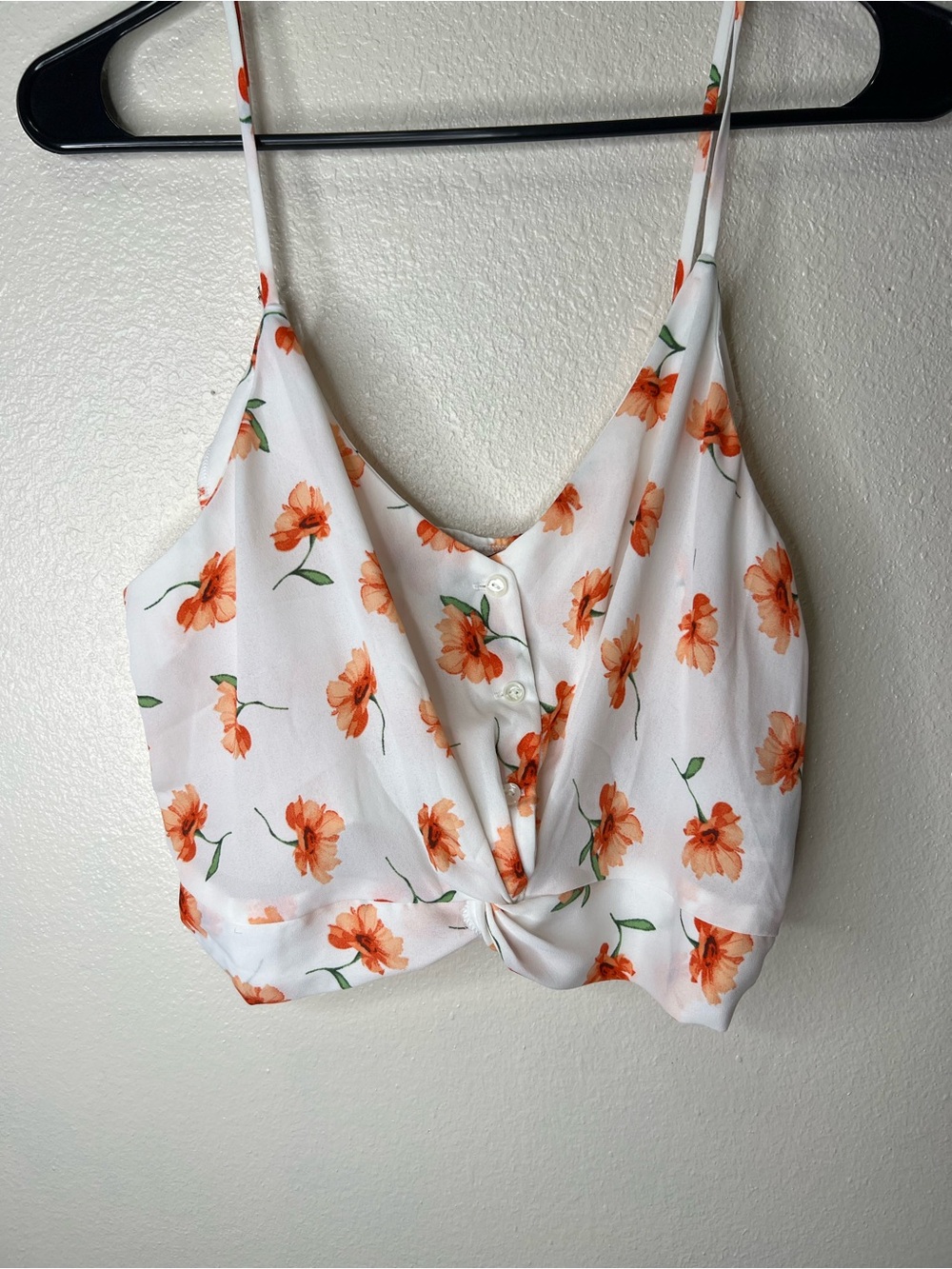 Forever 21 White Cami with Orange Floral Print